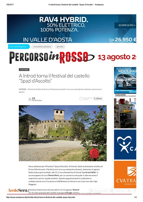 2017-08-05-AostaSera.it A Introd torna il festival del castello Spazi d'Ascolto